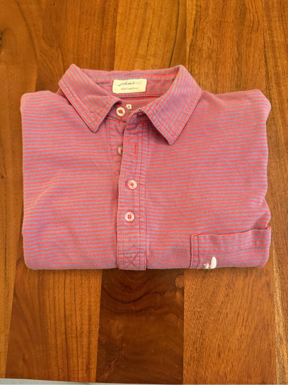 Johnnie-O Polo Shirt - Red/Pink & Green Stripes - Small